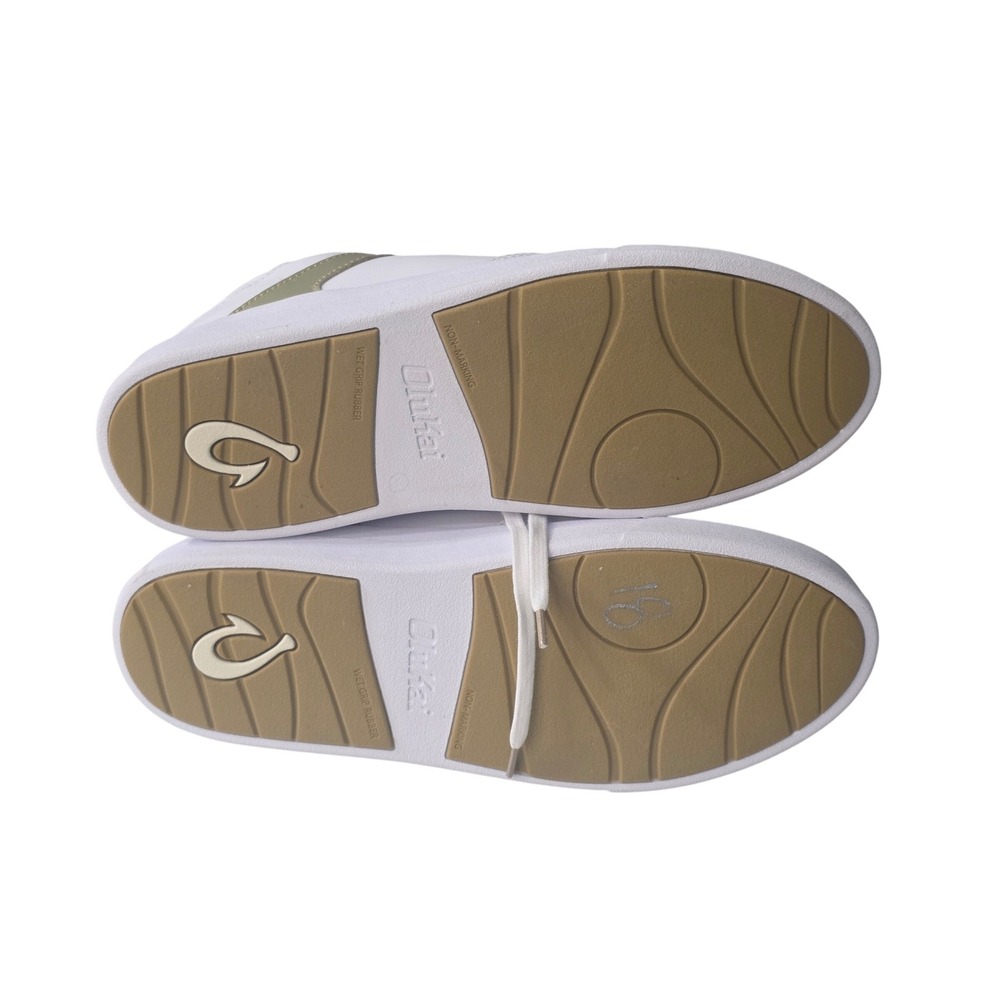 OluKai Pehuea Li Womens White Gold Leather Lace Up Fashion Sneakers Shoes Sz 11w - Picture 8 of 9